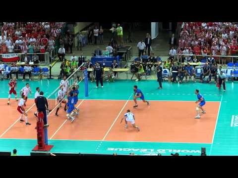 Polska 3 - 2 Włochy, Końcówka 1 seta (25 -23) Katowice - Spodek 13.06.2014 r. (1080p)