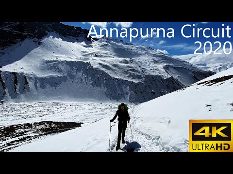 Hiking Annapurna Circuit in Nepal 4K (OFF Season with snow covered pass)