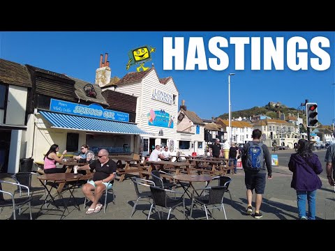 HASTINGS UK 2021 - Hastings Old Town (George Street) Seafront & Rock-A-Nore - 4K Walk