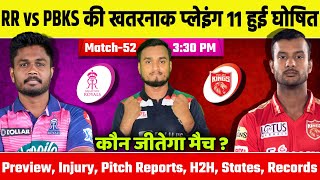 IPL 2022, Match 52 : Rajasthan Royals Vs Punjab Kings Playing 11, Preview, Pitch,H2H, Win Prediction