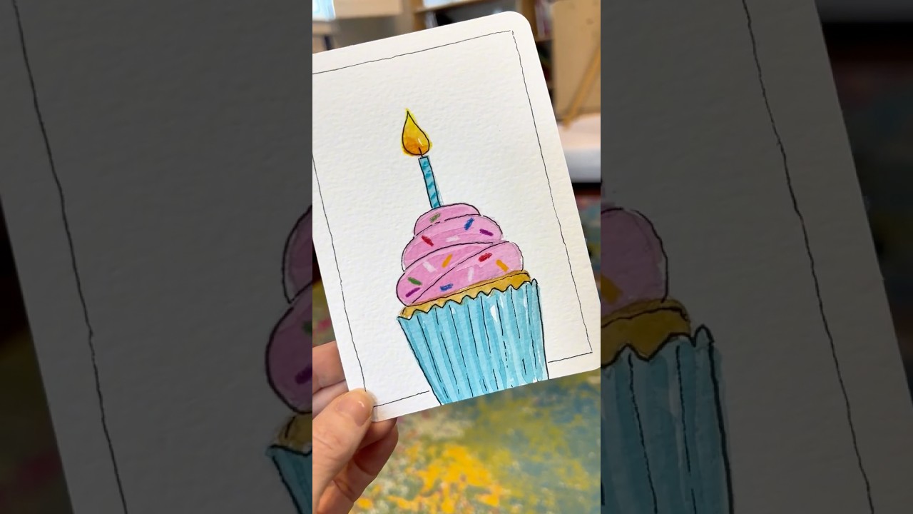 Watercolor cupcake