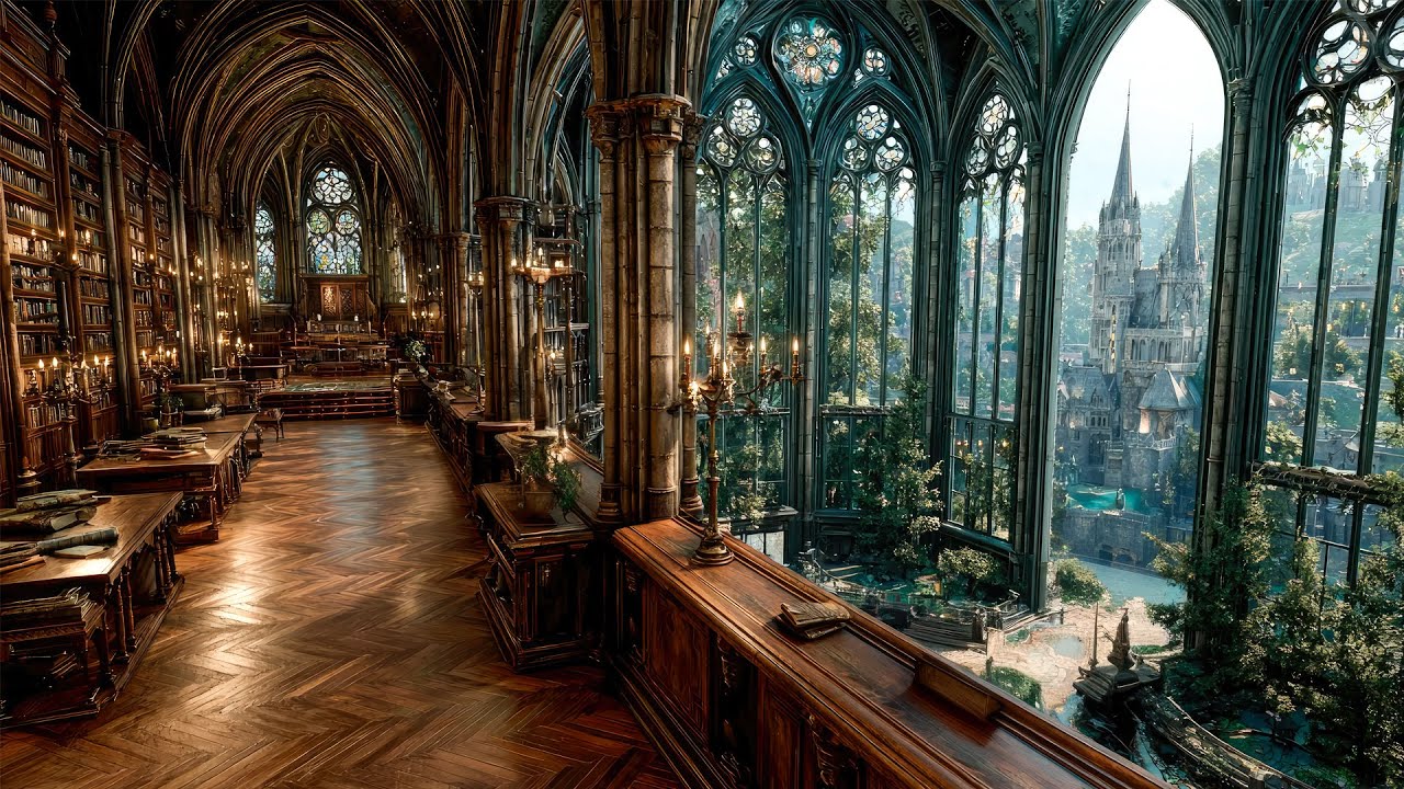 Sanctum of Glass & Quill | Medieval Study Music Amidst Castle Views