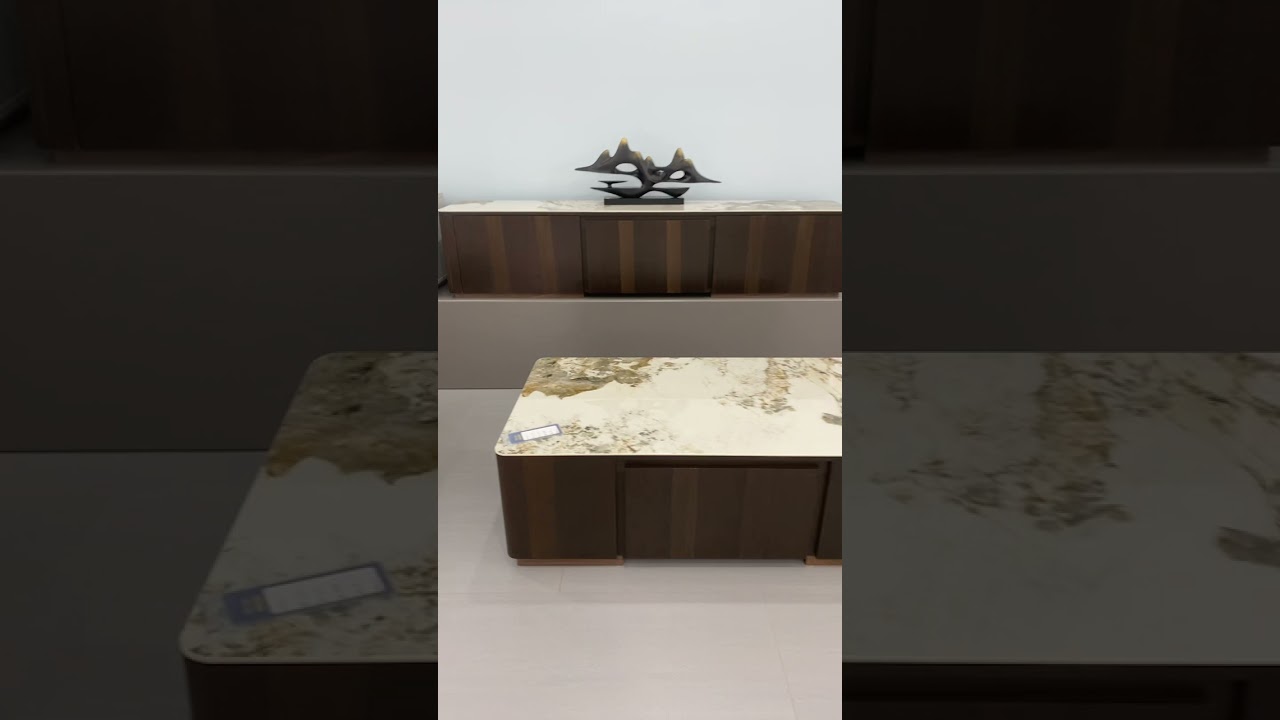 Modern coffee table and TV stand set.