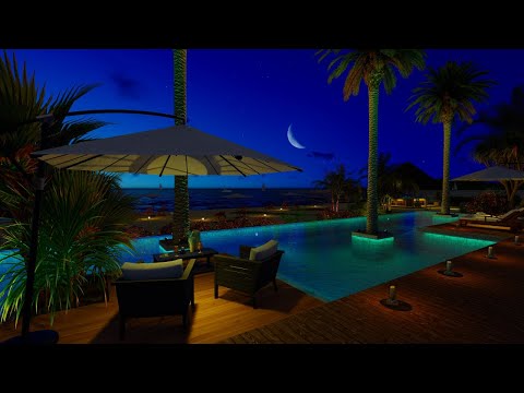 Ocean Ambience In Pool Villa 🌊| Sleep and Relax with Ocean Wave Sounds