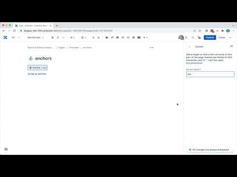 Confluence Cloud - Using anchors to link within pages