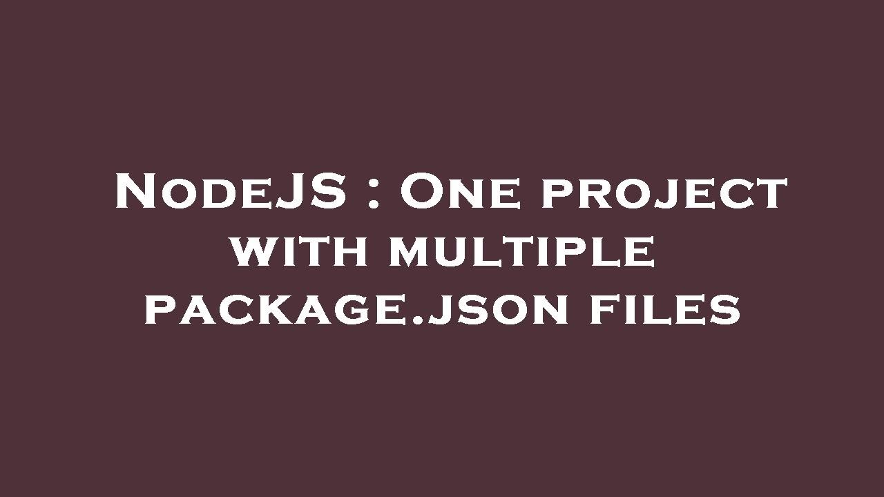 NodeJS : One project with multiple package.json files