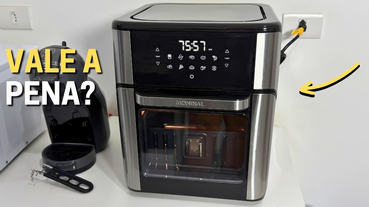 Miniatura da avaliação em vídeo de Fritadeira Mondial Air Fryer Forno Oven 12L AFON-12L-FB 2200W