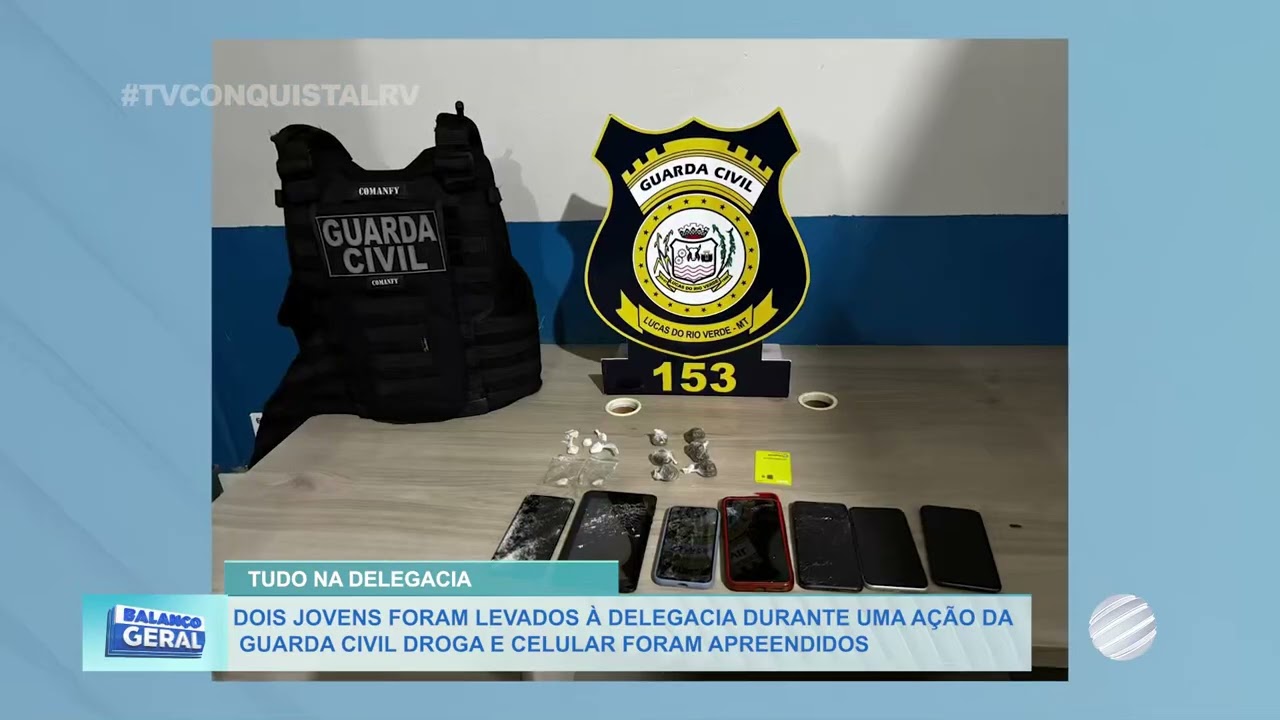 Dois jovens são detidos pela Guarda Civil em Lucas do Rio Verde; drogas e celular apreendidos