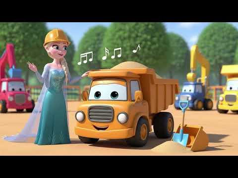 Elsa and Little Dump Truck Loads the Sand | Construction Kids Song
