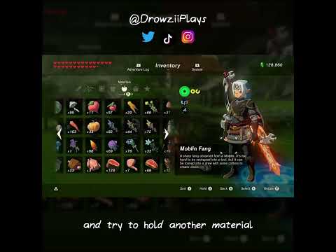 Transmute materials with Prompt Entanglement  - BOTW Glitch #shorts #zelda