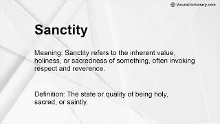 Sanctity Meaning