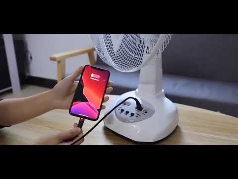 12" Inch AC DC Rechargeable Fan Table Fan With LED Light And Mobile Phone Charge Solar Fans