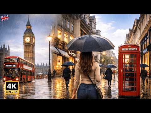 [4K] Rainy London🇬🇧 Walking Tour | Oxford Circus to Marble Arch via Bond Street