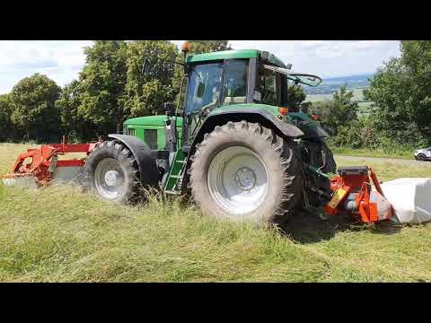 Heuernte 2020 Mähen mit John Deere 6910 und Kuhn GMD 802 F und Kuhn GMD 800