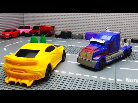 Lego Bank Robbery & Police Car for kids | Transformers Bumblebee vs Optimus Prime | Videos for kids