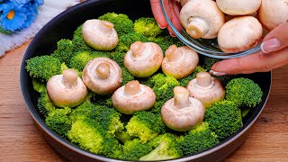 I cook this broccoli 3 times a week! Recipe for broccoli and mushrooms in a frying pan. Delicious!