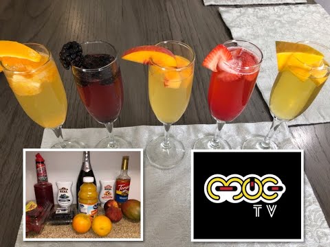 How to Make Mimosas 5 Different Ways | Orange, Peach, Strawberry, Mango and Blackberry Mimosas