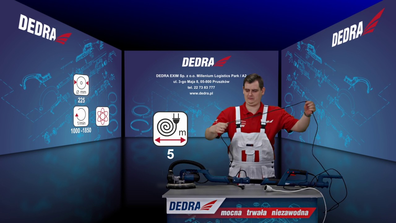 DEDRA DED7766  Sienų lubų šlifuoklis - žirafa , 750W, LED