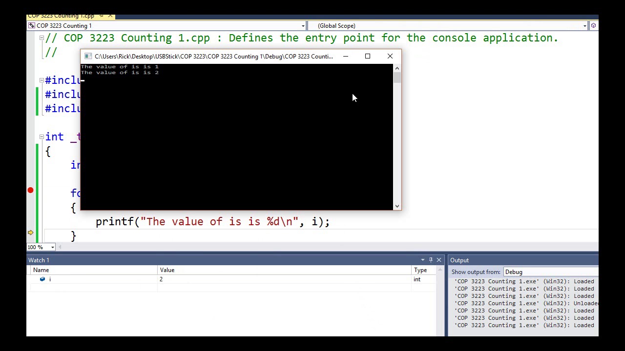 COP 3223   Counting in C