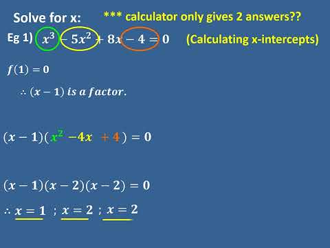 Calculus: Solving cubic equations (2 values on calculator and inspection for third value)