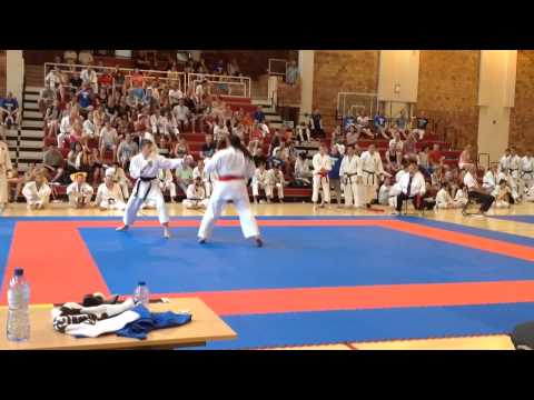 Nyall Leary GBR (Aka) v Zan Podborzek SLO (Shiro) - Male Kumite 15-17 Years RD2