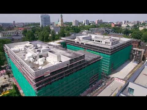 Nowe osiedle Fuzja w Łodzi z lotu ptaka. Lipiec 2021