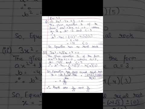 Quadratic equation class 10 - Exercise 4.3 (Part-1) solution #learnwithakku #maths #ncertsolutions
