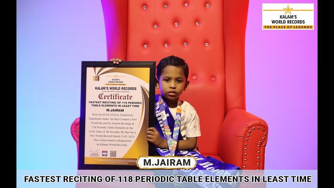 Fastest Reciting of 118 Periodic Table Elements in Least Time | Jairam