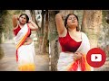 MEGHA DAS GHOSH SAREE VIDEO MEGHA IN WHITE RED SAREE NATURAL LOOK IN SAREE VIDEO