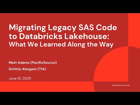 Migrating Legacy SAS Code to Databricks Lakehouse