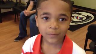 6 year old Elijah wins barbershop BACKFLIP contest vs Adult