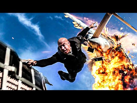 Vin Diesel jumps from an exploding plane
