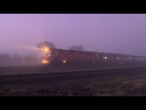 V/line Train In Fog At A Level Crossing (28/4/2011) -  PoathTV Australian Railways