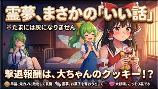 【東方AI漫画】早苗の元カノ乱入で負傷？！霊夢の合理的（？）解決と大ちゃんのクッキー【ゆっくり茶番劇】