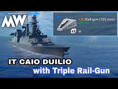 Modern Warships: IT CAIO DUILIO equipped with Triple Rail-Gun. online battle gameplay.