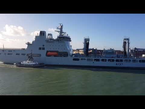 RFA Tiderace sailing into Portsmouth