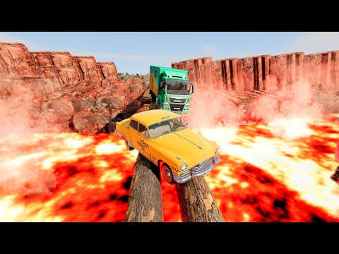 CARS VS LAVA AND LOG BRIDGE #2 - BEAMNG DRIVE | PRONEXA BEAMNG