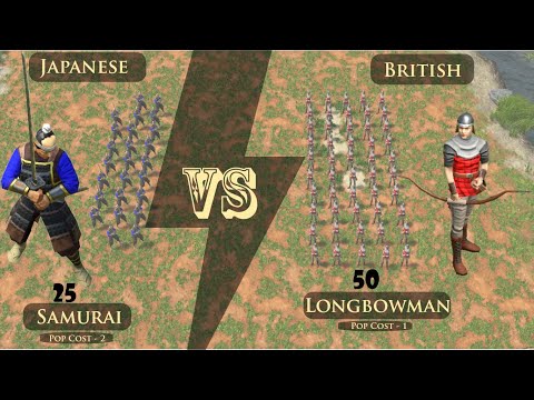 25 Samurai vs 50 Longbowman | Unique Units | Age Of Empires III Definitive Edition