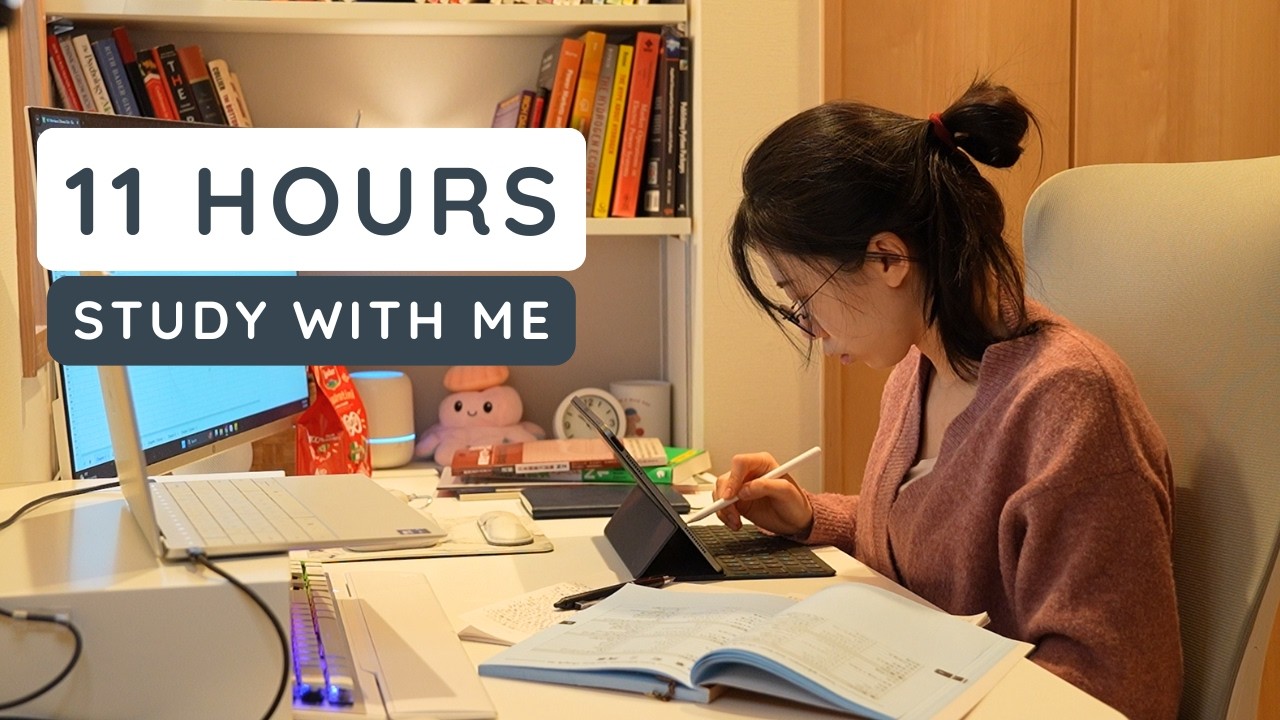 full day 11-hour study with me・rain sounds ☔・pomodoro 50-10 ⏲️