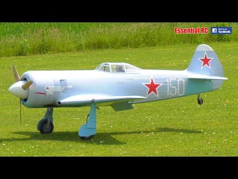 BEST SOUND !!! GIANT SCALE RC YAKOVLEV YAK 11 with MOKI 250cc 5 cylinder RADIAL ENGINE