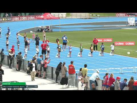 U9 Girls 60m Hurdles Heat 6: 2022-23 State Combined Events Championships - Saturday