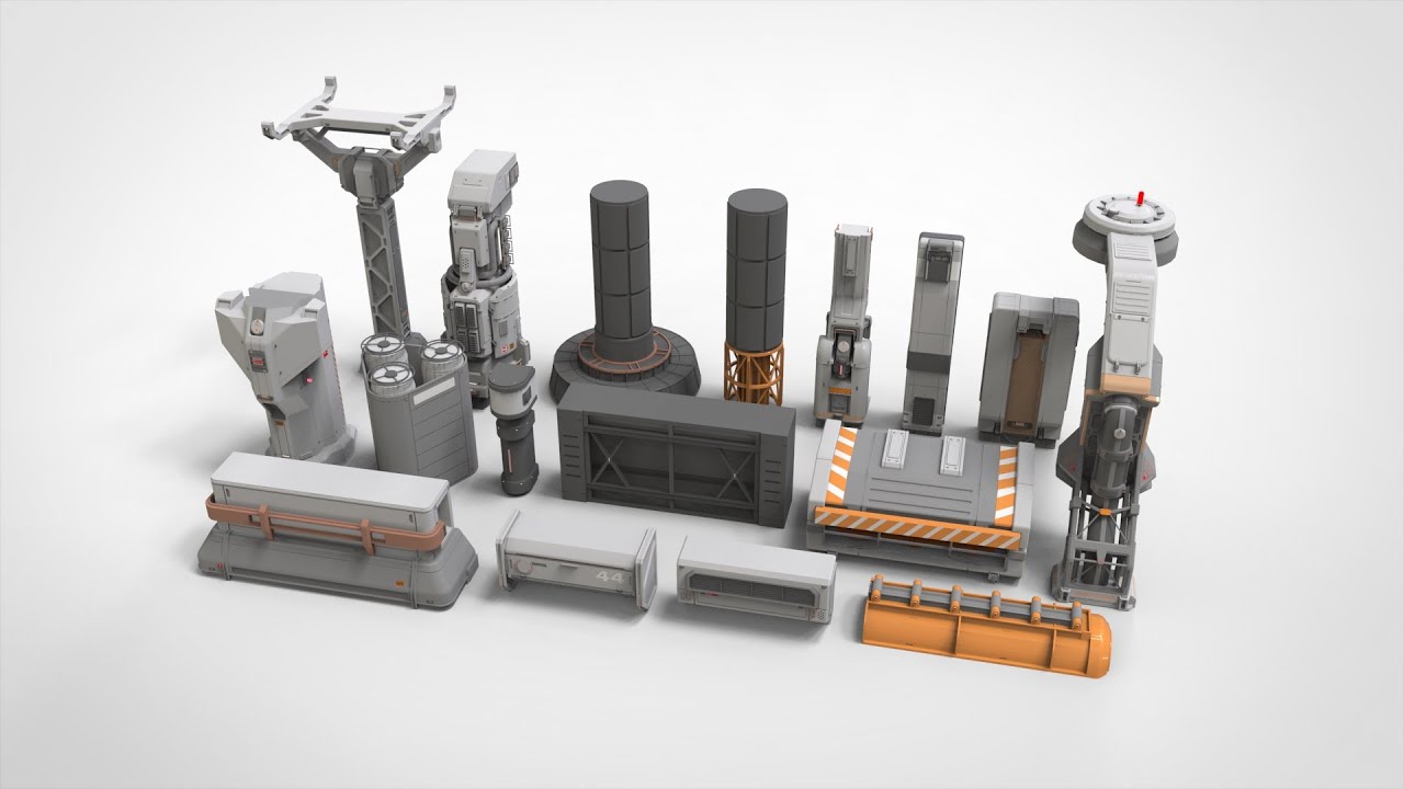 Sci-fi architecture kitbash 2 3D Model