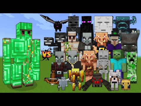 Emerald Golem vs Every mob in Minecraft - Minecraft mob battle - Emerald Golem vs All Mobs