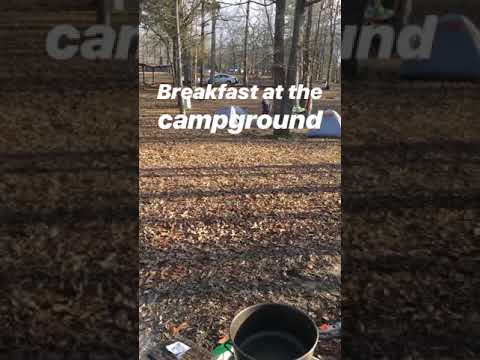 Cooking breakfast at the campsite