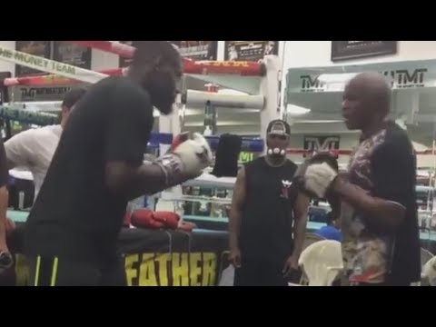 TMT'S Andrew Tabiti working mitts with Floyd Mayweather Sr | Tabiti vs Kayode 5/11/18
