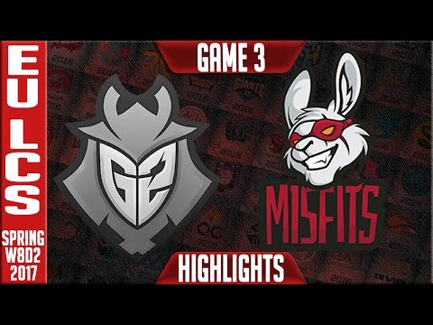 G2 vs Misfits Game 3 Highlights - EU LCS W8D2 Spring 2017 - G2 vs MSF G3
