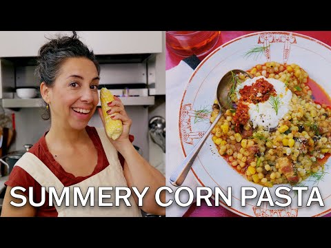Summer Corn Fregola with Pancetta and Basil