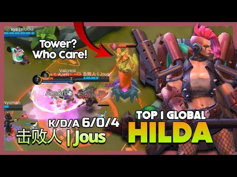 Farming on Enemy Lane! 击败人 | Jous Ranked 1 Global Hilda 'Fast End Match!'~ Mobile Legends