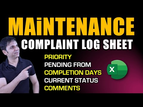 Complaint,Maintenance  LOG SHEET / Snag List / Maintenance Checklist in Excel
