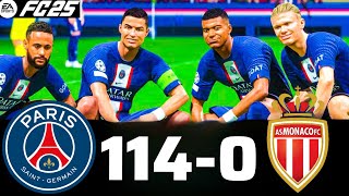 FIFA 25- MESSI RONALDO NEYMAR & MBAPPE | ALL STARS | PSG 114-0 MONACO #fc25